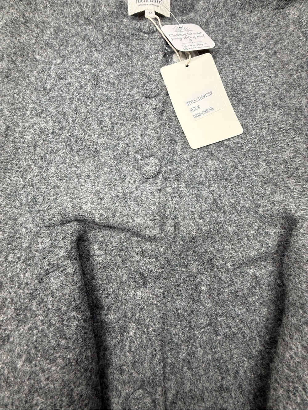 Women’s Charcoal Gray Peplum Knit Sweater Long Sleeve - Picture 4 of 9